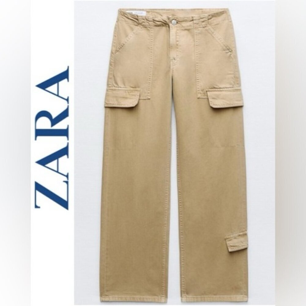 Zara, Women's Tapered Cargo Pants - Beige. Size: 2 US. NWT (1665)